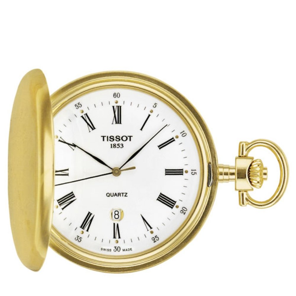 Tissot Gold Savonnette Pocket Watch and Chain Vintage
